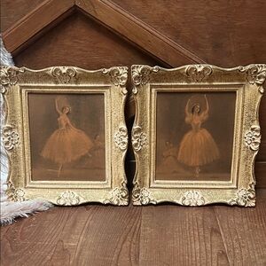 2 FRAMED VINTAGE SOPHIE BALLERINA PRINTS/LITHOGRAPHS- 1920 OR 1930'S- TMCO